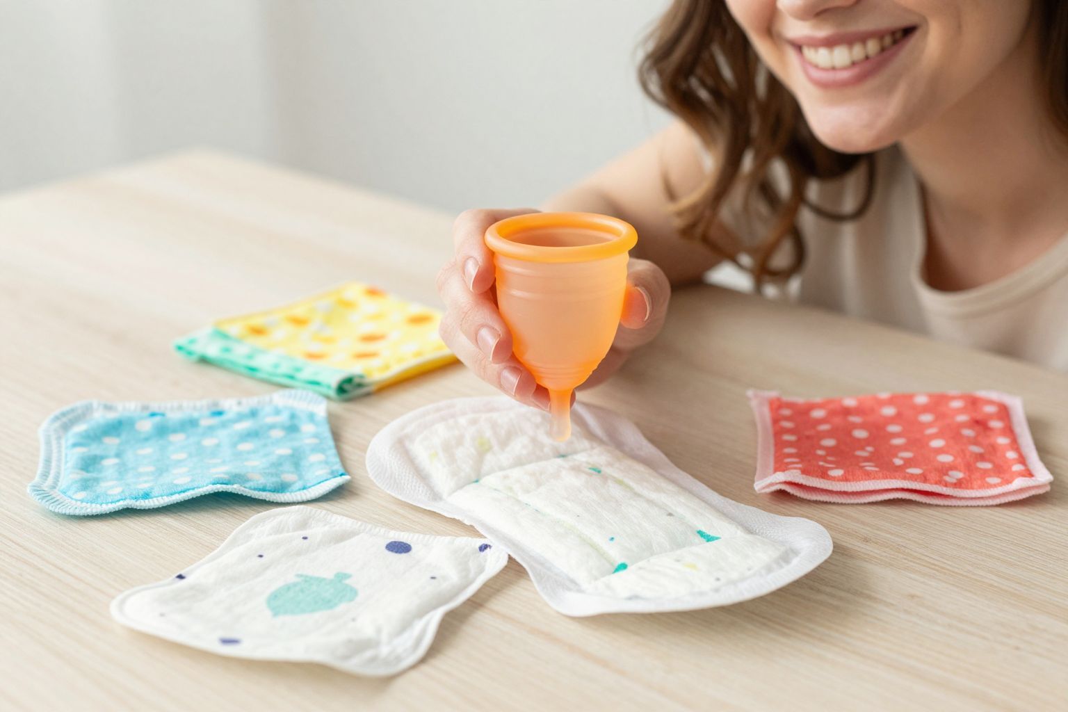 A menstruációs tölcsér és mosható betétek csökkentik a hulladékot.