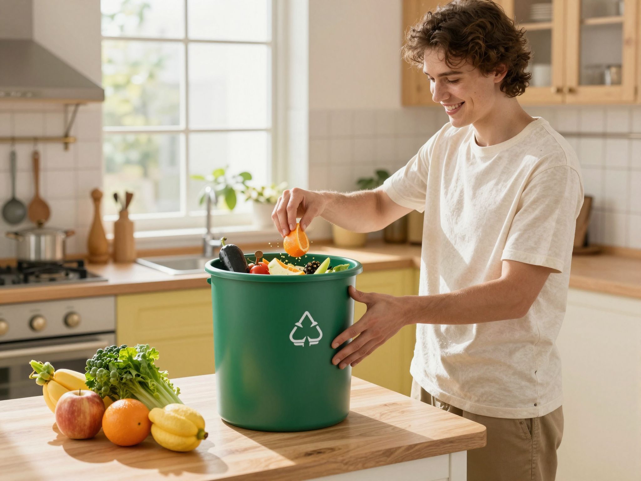 A konyhai hulladékok komposztálása egészséges, tápanyagokban gazdag talajt eredményez.